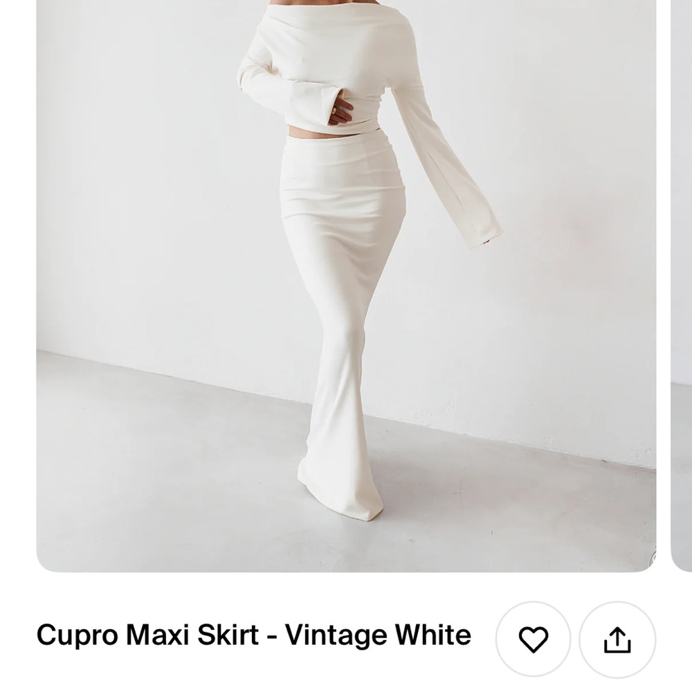 Cupro maxi skirt vintage white